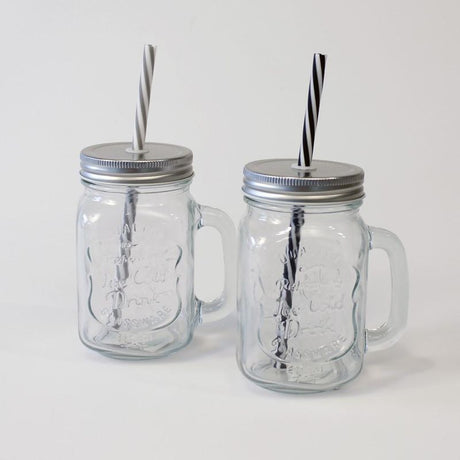 Glass Med Lokk & Sugerør 450ml