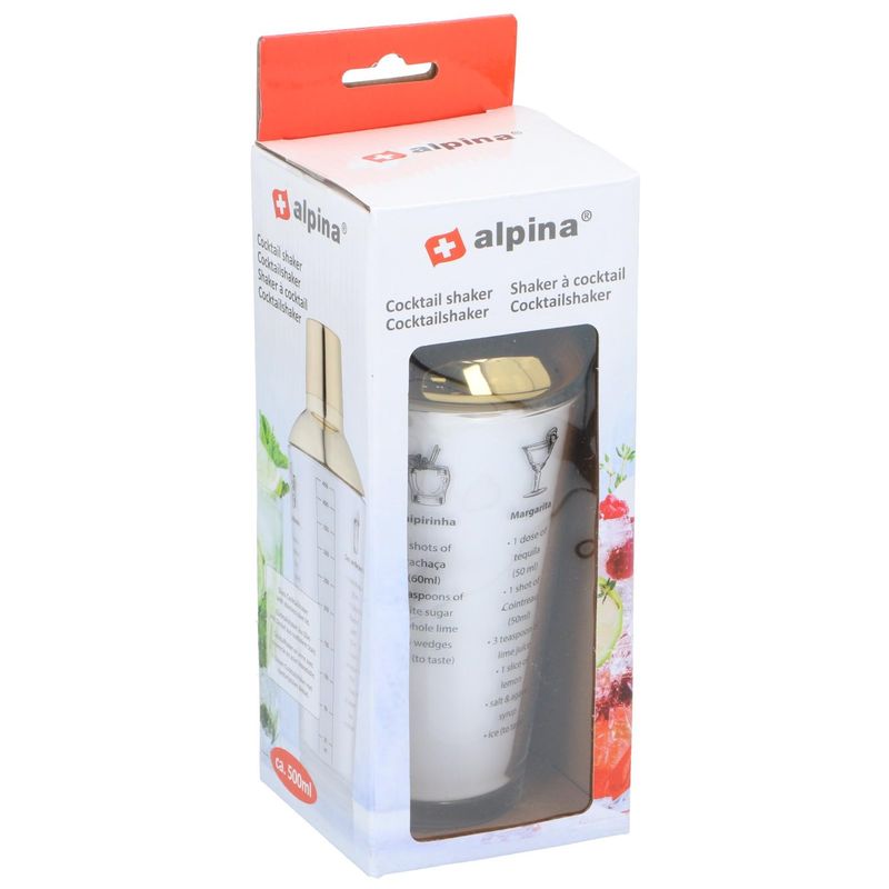 Alpina Glass Cocktail Shaker 480 ml | Gold-colored lid