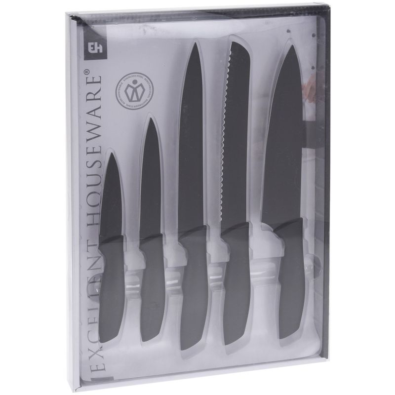 Knife set 5 parts Black | Excellent Houseware