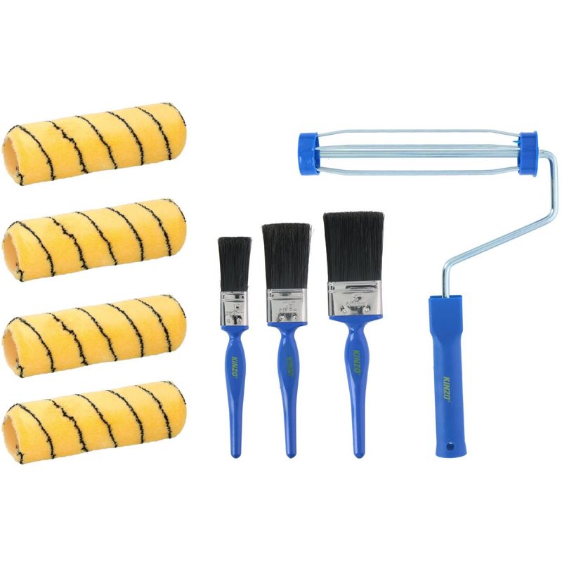 Kinzo 8 - delt malerullsett - 1 brakett - 4 ruller - 3 pensler