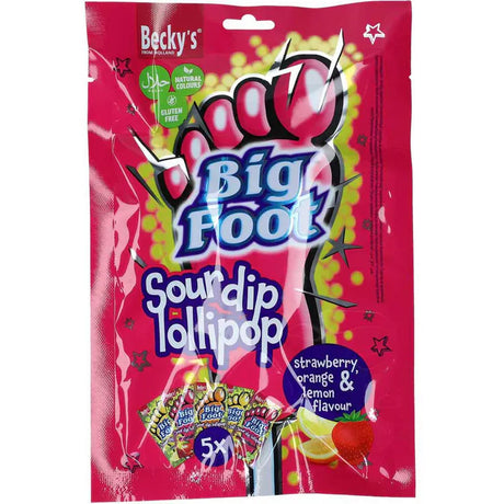 Becky's Big Foot Sour Dip Lollipop 5pk | Kjærlighet med surt pulver