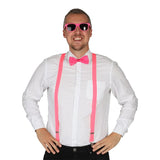 Neon Party costume accessories pink | Sunglasses, suspenders and bow tie