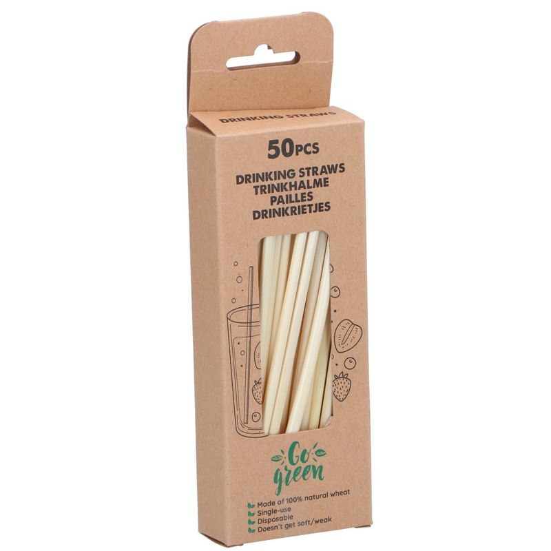 Sustainable Disposable Straws | 50 pcs Natural Wheat