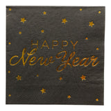 Black Napkins with Gold Text Happy New Year | 16pcs | 3-ply