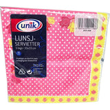 Servietter rosa prikker 20pk 3 - lags | 33x33cm