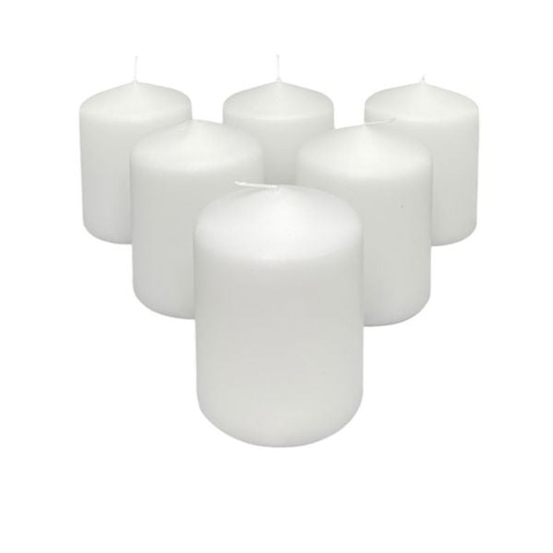 Cube candle White 7.8x10 cm - Large pack of 6 pcs