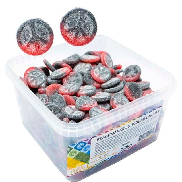 Peacemerke jordbær og lakris 2kg | Løsvektsboks