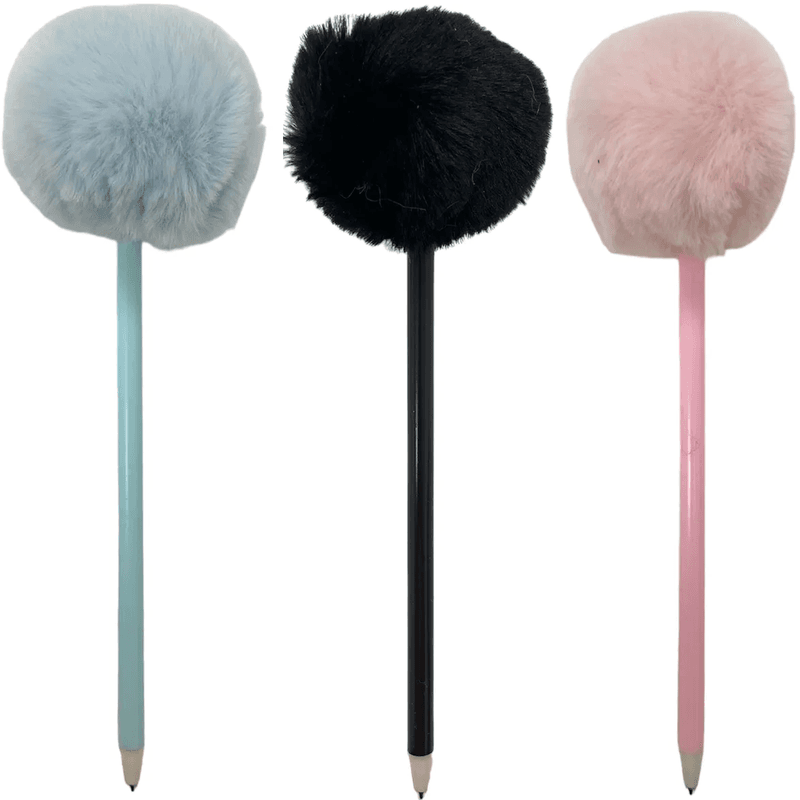 Plush pen with fluffy pom - pom | Blue ink | 3 colors