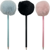 Plush pen with fluffy pom - pom | Blue ink | 3 colors