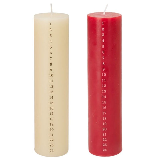 Adventslys datomerking 20cm | Rødt eller elfenbein julelys