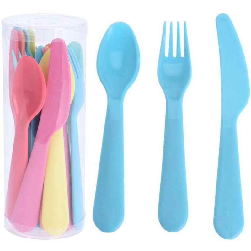 Cutlery Set Plastic 18 Pieces Different Colors