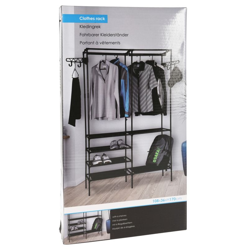Klesstativ Sort Metall 108x36x170cm