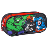 Marvel Pencil Case 2 Compartments | Hulk and Captain America School Pencil Case
