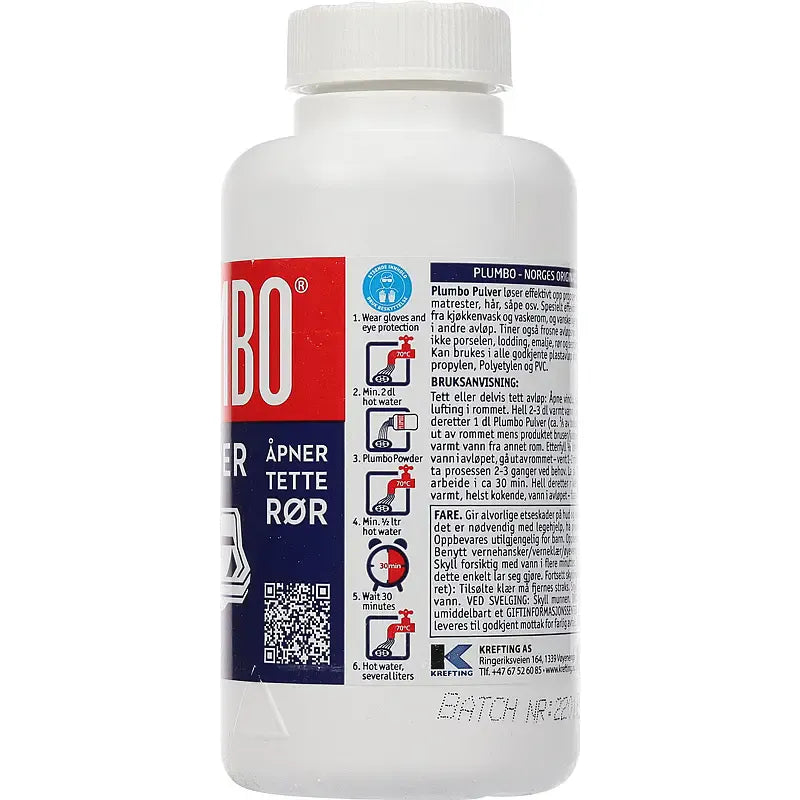 Plumbo Powder 630g | Powerful drain opener for clogged pipes and drains