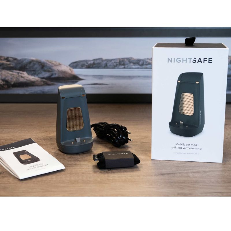 Mobillader med røykvarsler | USB - C | NightSafe