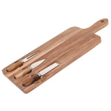 Ostesett i acaciatre med serveringsbrett og 3 kniver