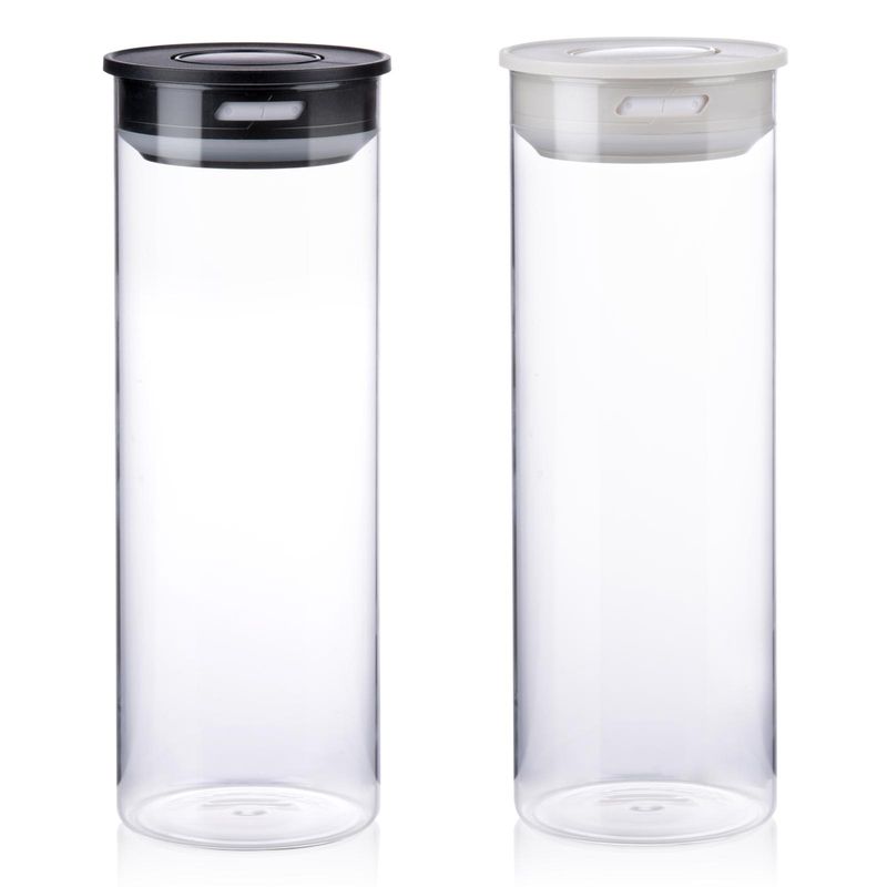 Alpina glass jar with vacuum lid 1.7L | Black/White