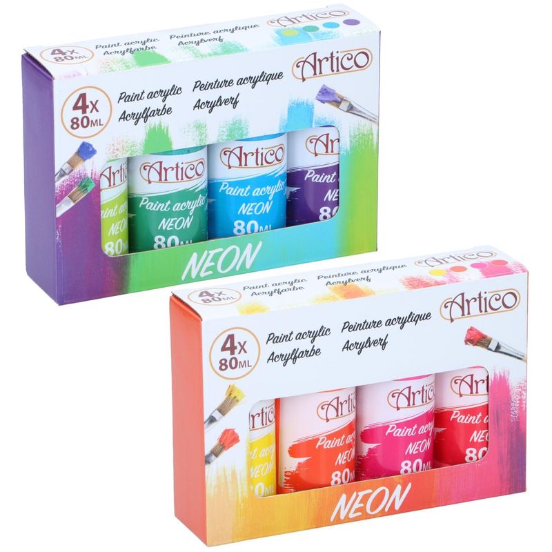 Artico Neon Acrylic paint, 4pk x 80ml | 2 ass