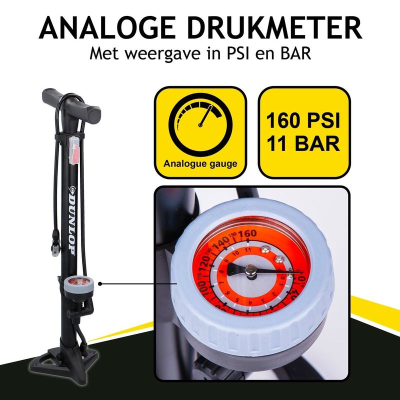 Dunlop Multi Sykkelpumpe 160psi/11bar