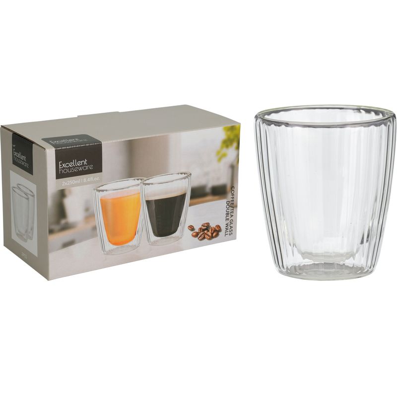 Double-walled drinking glasses 2pk 250ml | Insulated glasses | Elegant