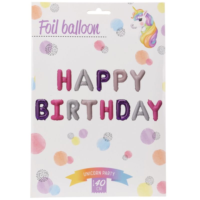 Happy Birthday Foil Balloons Multicolored Unicorn
