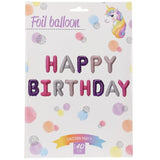 Happy Birthday Foil Balloons Multicolored Unicorn