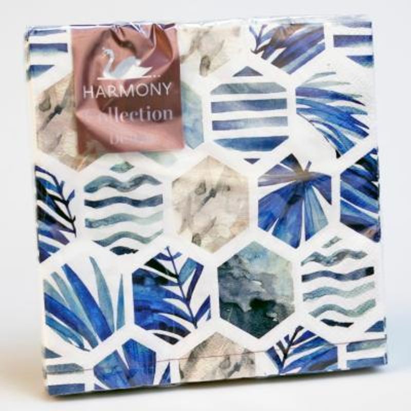 Napkin 20pk 33x33cm Geo Blue