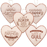 Personlig gave - Hjerteformet Treskilt for vegg og kommode