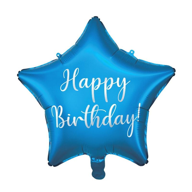 Foil Balloon Happy Birthday! Star Shaped Blue
