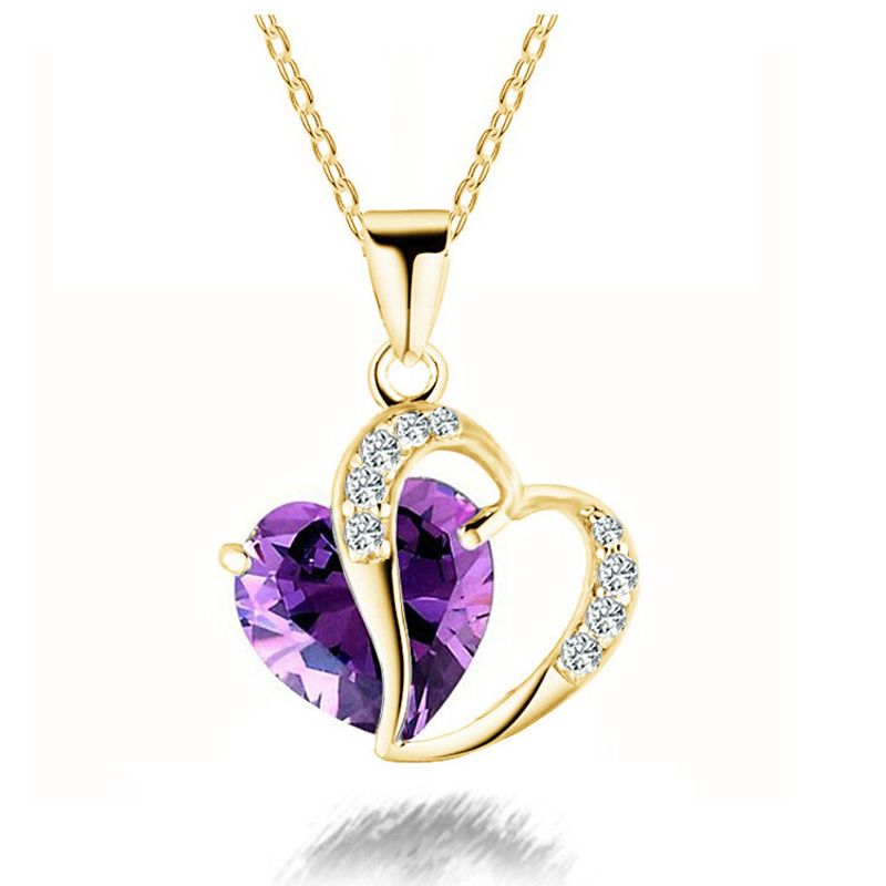 Heart Necklace Crystal Gold | Multiple Colors