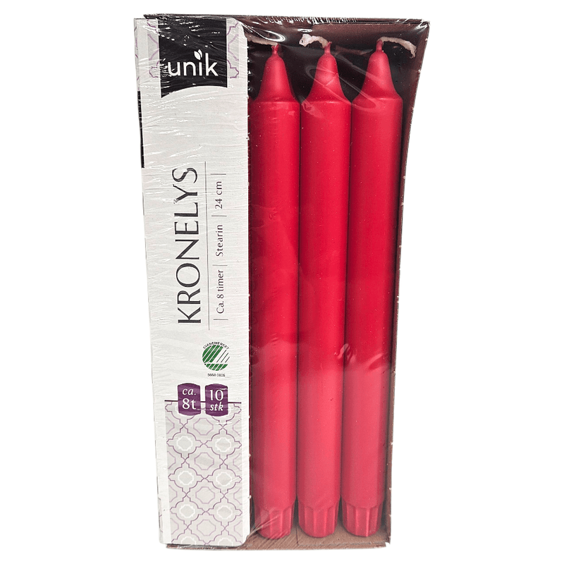 Red crown candles 10pk 24cm | Nordic Ecolabelled candles | Unique