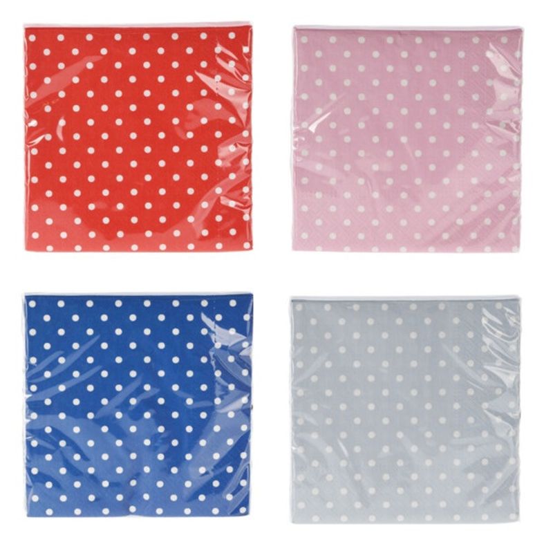 Napkins 16pk 33x33cm | Four different colors with dots