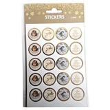 Juleklistremerker Runde 40stk | Gullkant stickers | 4 motiver