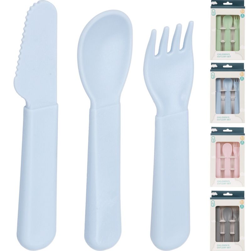Children's cutlery set 3 pieces | Safe plastic and multiple colors