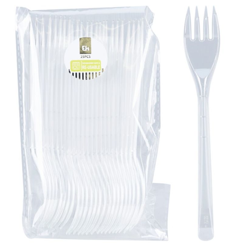 Reusable Plastic Fork Clear 25pk