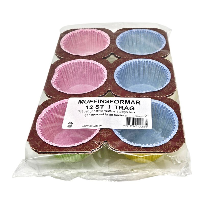 Muffinsformer fargemiks 12pk | Med dekorativ kant