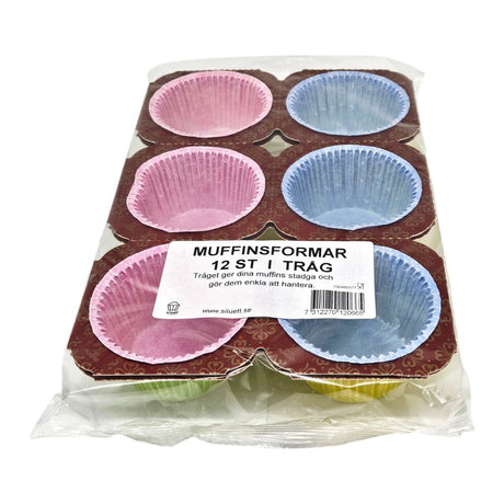 Muffin tins, mixed colors, 12pk | With decorative edge