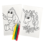 Canvas Plates Dinosaur &amp; Unicorn With Markers