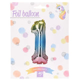 Number Balloons Foil Multicolored Unicorn 40cm