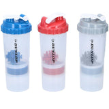 Dunlop Shaker Drinking Bottle 550ml | With 3 compartments and mixing ball