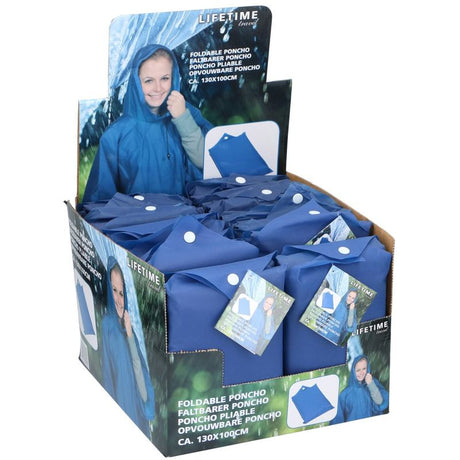 Rain poncho Reusable Blue 130x100cm