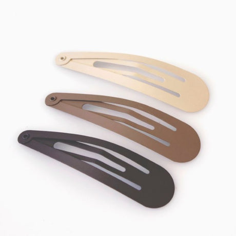 Hair clips 3pk - 6.5 cm metal | Brown &amp; beige pastel