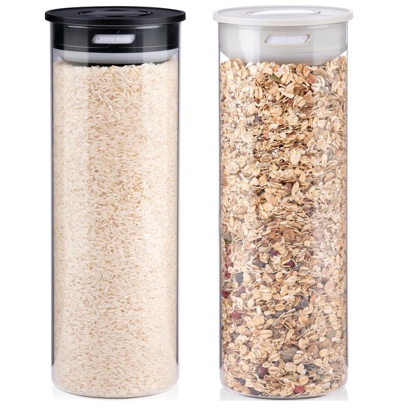 Alpina glass jar with vacuum lid 1.7L | Black/White