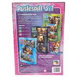 Puslespill 3i1 Enhjørning | Tre magiske puslespill i én eske