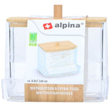 Alpina Cotton Swab Holder | Practical dispenser with bamboo lid