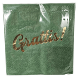 Napkins Congratulations 20pk 25x25cm | Green with gold text | Trend Design