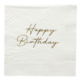 White Napkins with Gold Text Happy Birthday | 16pcs | 3-ply