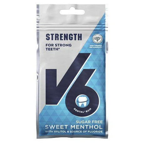 Datodeal- V6 Strong Teeth tyggegummi søt mentol 10x30g | Storpakk