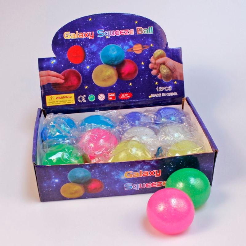 Fidget squeeze ball glitter 7cm | Stress ball with gel