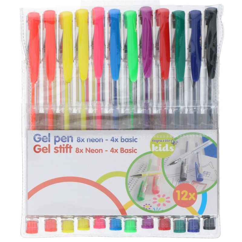 12pk Gel pens in assorted colors | 8 neon &amp; 4 regular